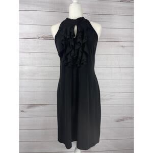Enfocus Studio Size 14 Black Halter Dress Sleeveless‎ y2k midi with ruffle
